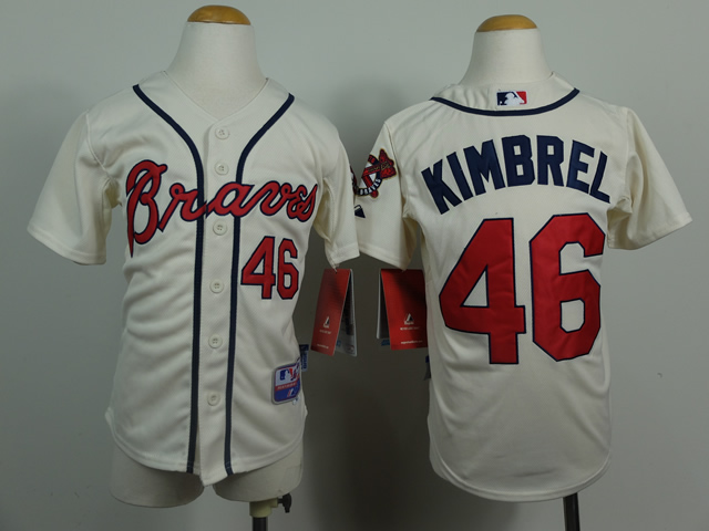 Youth Atlanta Braves #46 Kimbrel Cream MLB Jerseys